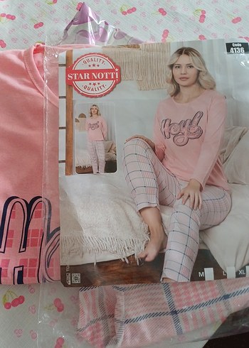 Kız Çocuk Pembe Pamuklu Uzun Kollu Pijama Takımı - Görsel 3