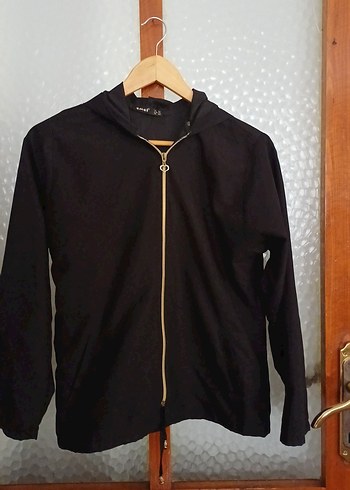 Siyah Fermuarlı kapişonlu yanlardan cepli Kadın Sweatshirt - Görsel 5