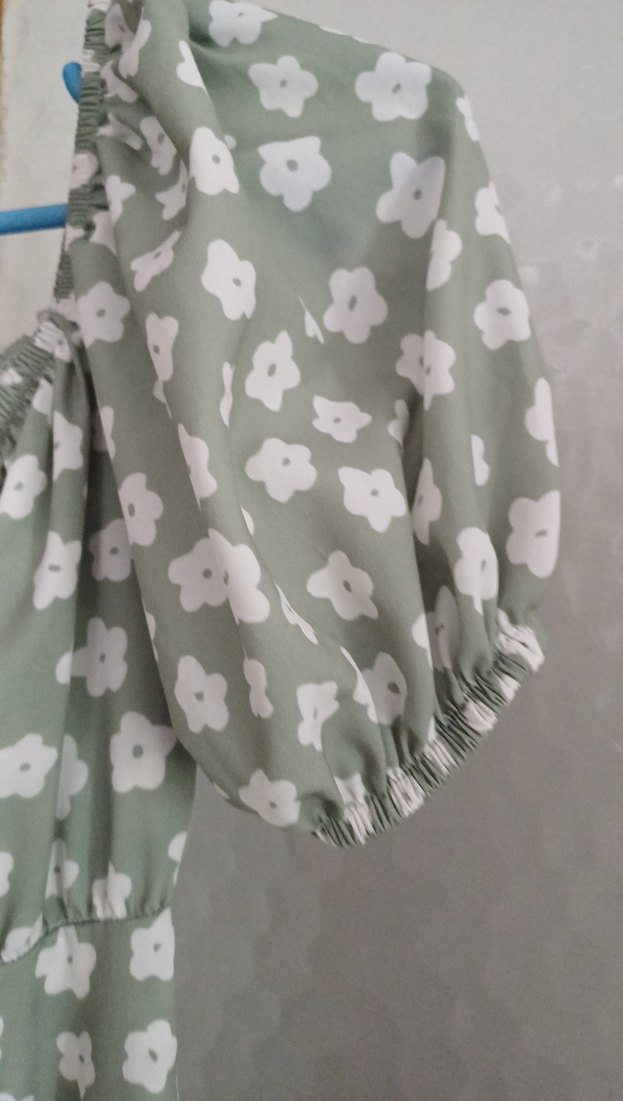 Yeşil Çiçek Desenli Bohem Midi Elbise - Görsel 4