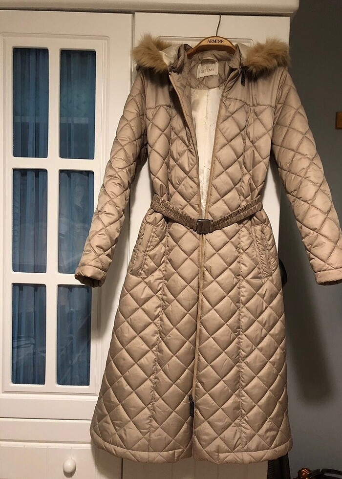 Strms bej rengi kapitone kaban - Görsel 5