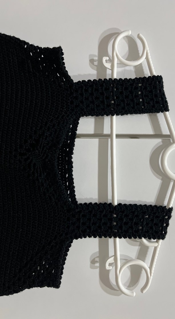 Siyah Örgü Kadın Crop Top - Görsel 2