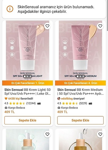 Beden Skinsensual spf 50+ BB cream light güneş kremi