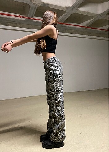s Beden mavi Renk Bdg Y2k wavy jean