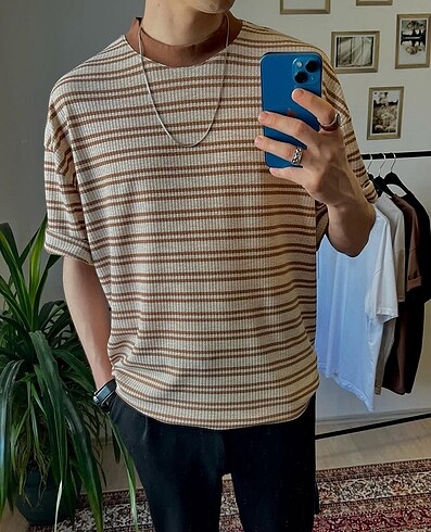 Çizgi Oversize Tişört