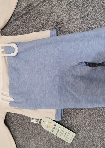 Gri Baskılı Uzun Kollu Bebek Erkek Takımı - Görsel 3