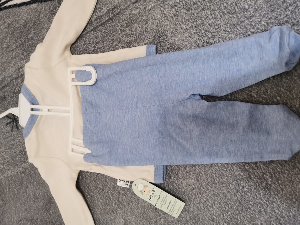 Gri Baskılı Uzun Kollu Bebek Erkek Takımı - Görsel 3