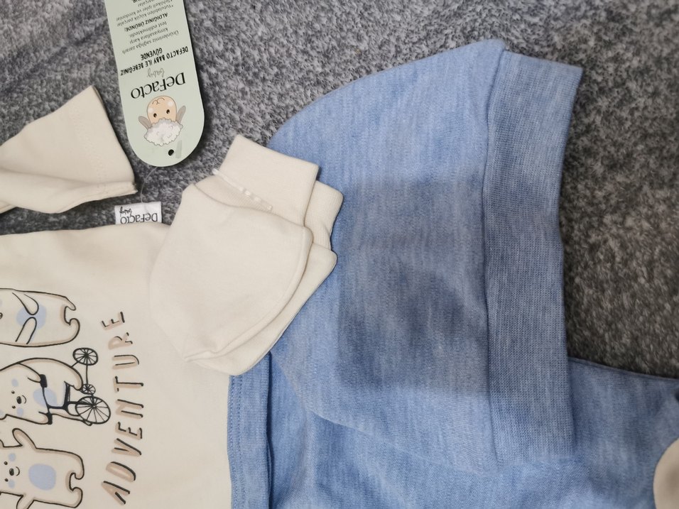 Gri Baskılı Uzun Kollu Bebek Erkek Takımı - Görsel 4