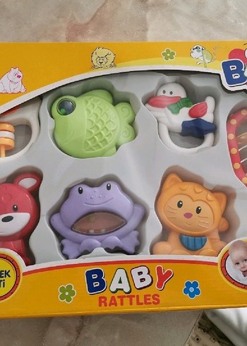 Renkli Bebek Diş Kaşıyıcı ve Çıngırak Seti