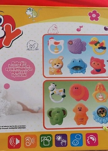 Diğer Renkli Bebek Diş Kaşıyıcı ve Çıngırak Seti
