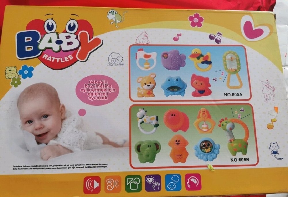 Renkli Bebek Diş Kaşıyıcı ve Çıngırak Seti - Görsel 2