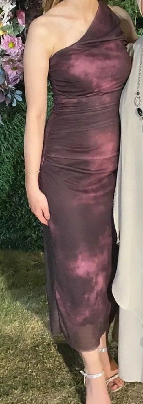 Bordo Drapeli Uzun Abiye Elbise - Görsel 3