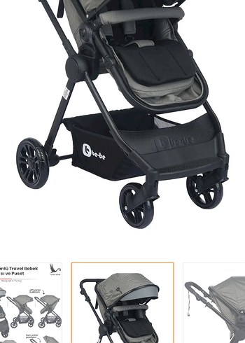Gri Çift Yönlü Bebek Arabası ve Puset - Görsel 2