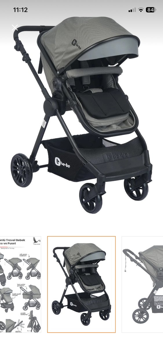 Gri Çift Yönlü Bebek Arabası ve Puset - Görsel 2