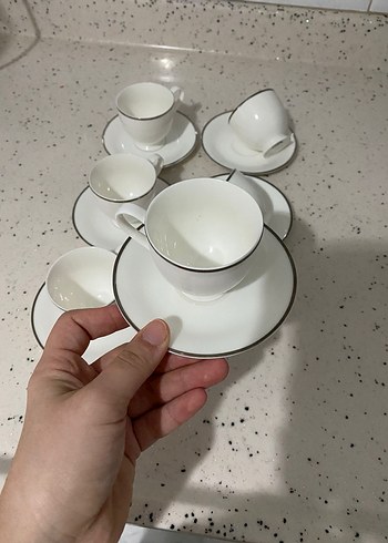 Emsan Beyaz İnce Kenarlı Porselen Fincan Takımı - Görsel 3