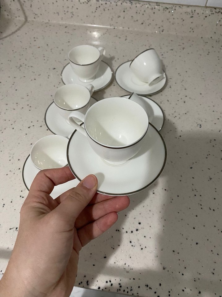 Emsan Beyaz İnce Kenarlı Porselen Fincan Takımı - Görsel 3
