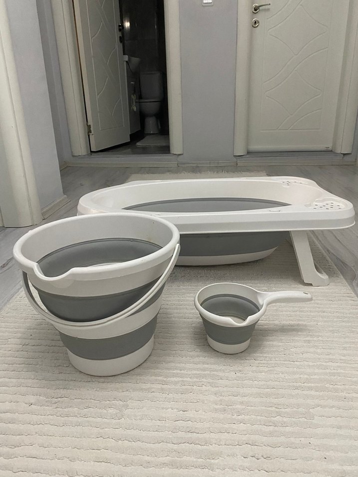 Katlanabilir Bebek Küveti ve Ölçü Kapları Seti - Görsel 2