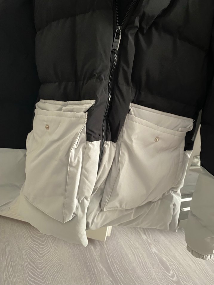 Fermuarlı Siyah-Gri Kışlık Mont - Görsel 2