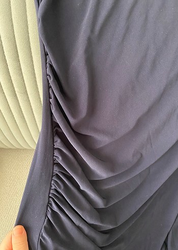 Lacivert Drapeli elbise - Görsel 4