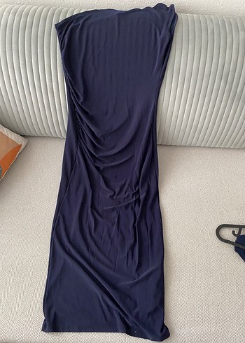 Lacivert Drapeli elbise - Görsel 2