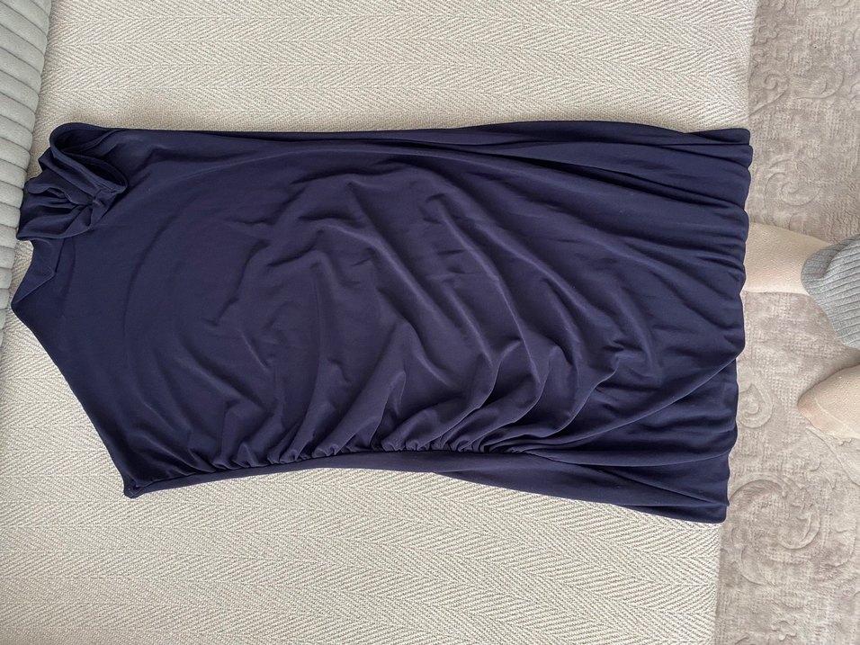 Lacivert Drapeli elbise - Görsel 3