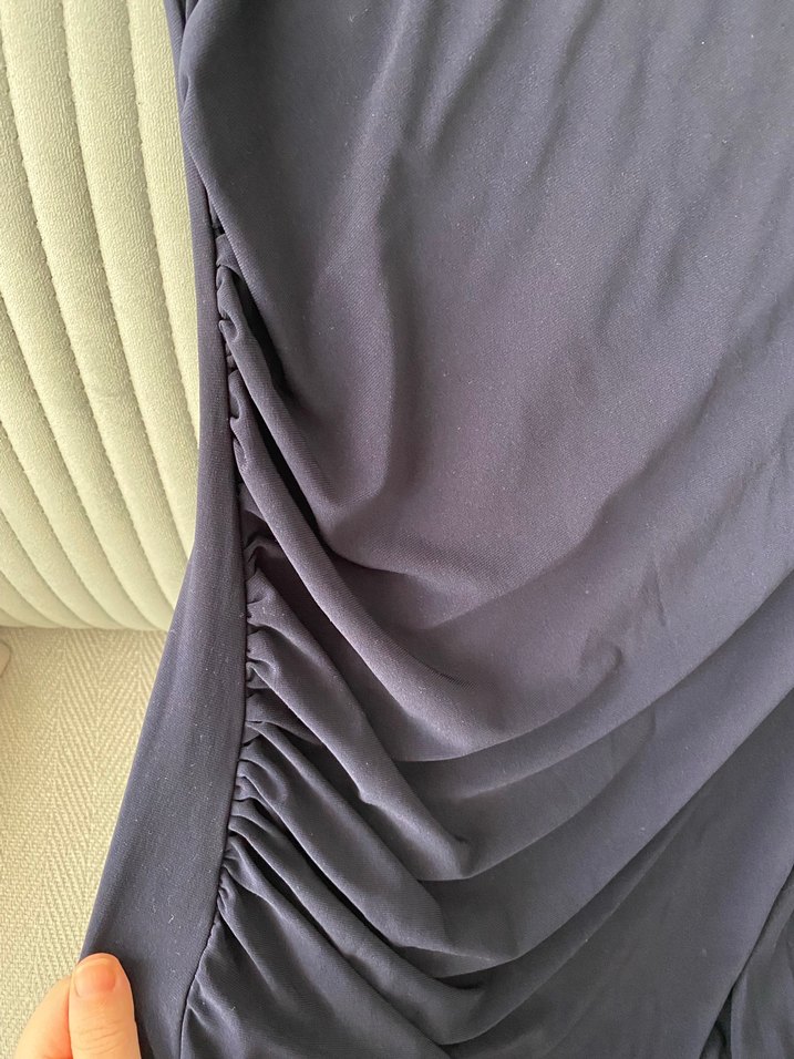 Lacivert Drapeli elbise - Görsel 4