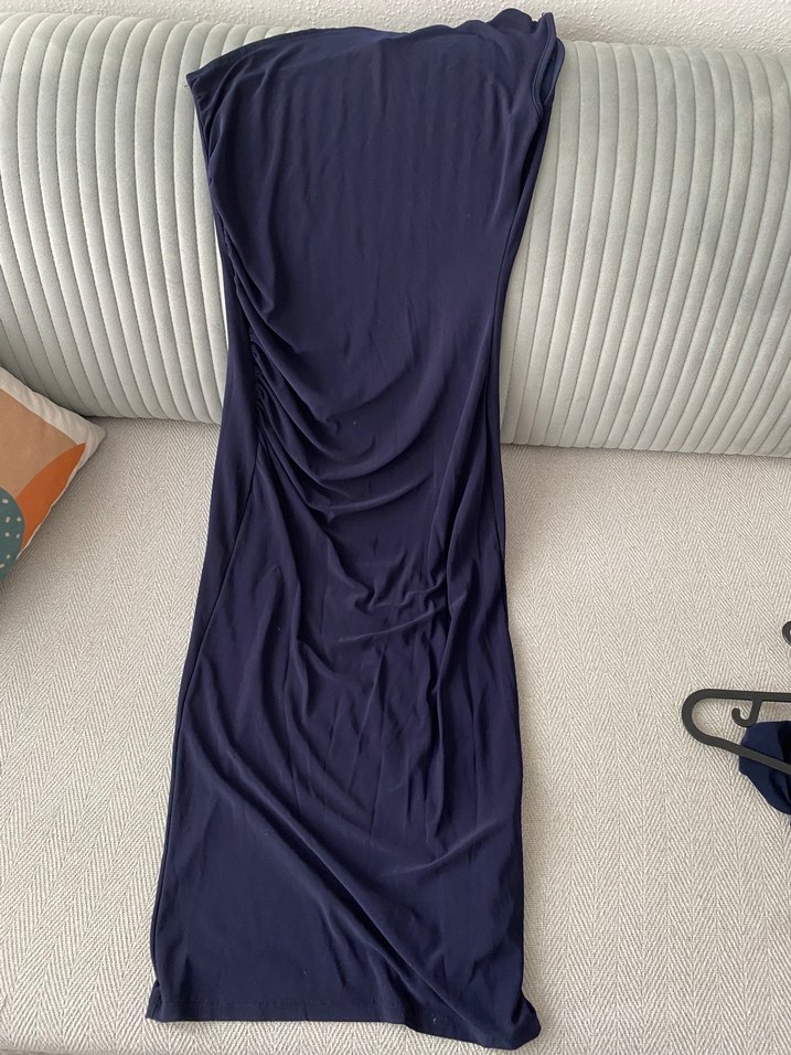 Lacivert Drapeli elbise - Görsel 2