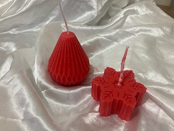 El Yapımı Kırmızı Balon ve Kar Tanesi Mum