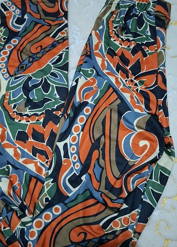 Kadın Çok Renkli Bohem Desenli Salaş Pantolon - Görsel 4