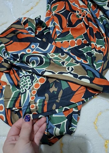 Kadın Çok Renkli Bohem Desenli Salaş Pantolon - Görsel 7