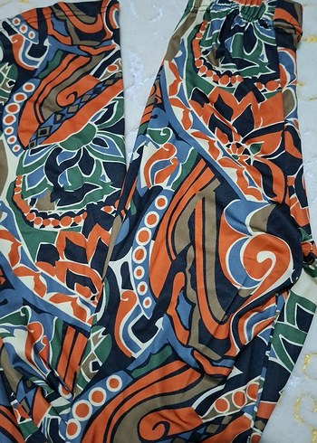 Kadın Çok Renkli Bohem Desenli Salaş Pantolon - Görsel 2