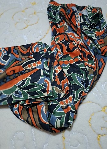 Kadın Çok Renkli Bohem Desenli Salaş Pantolon - Görsel 6