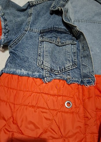 Düğmeli Çok Renkli Kadın Denim Ceket - Görsel 5