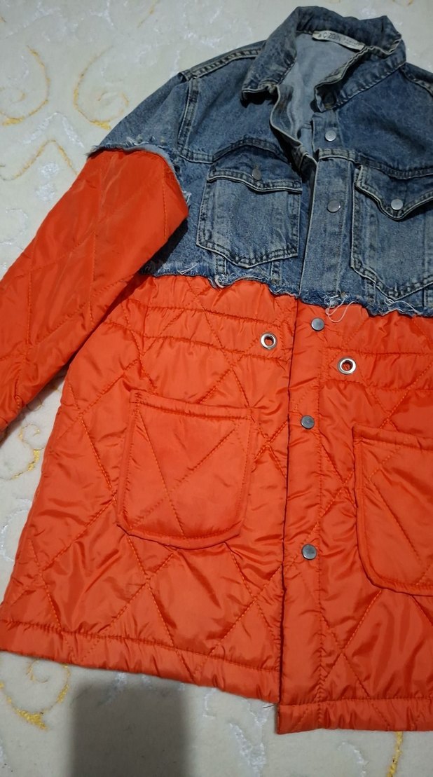 Düğmeli Çok Renkli Kadın Denim Ceket - Görsel 3