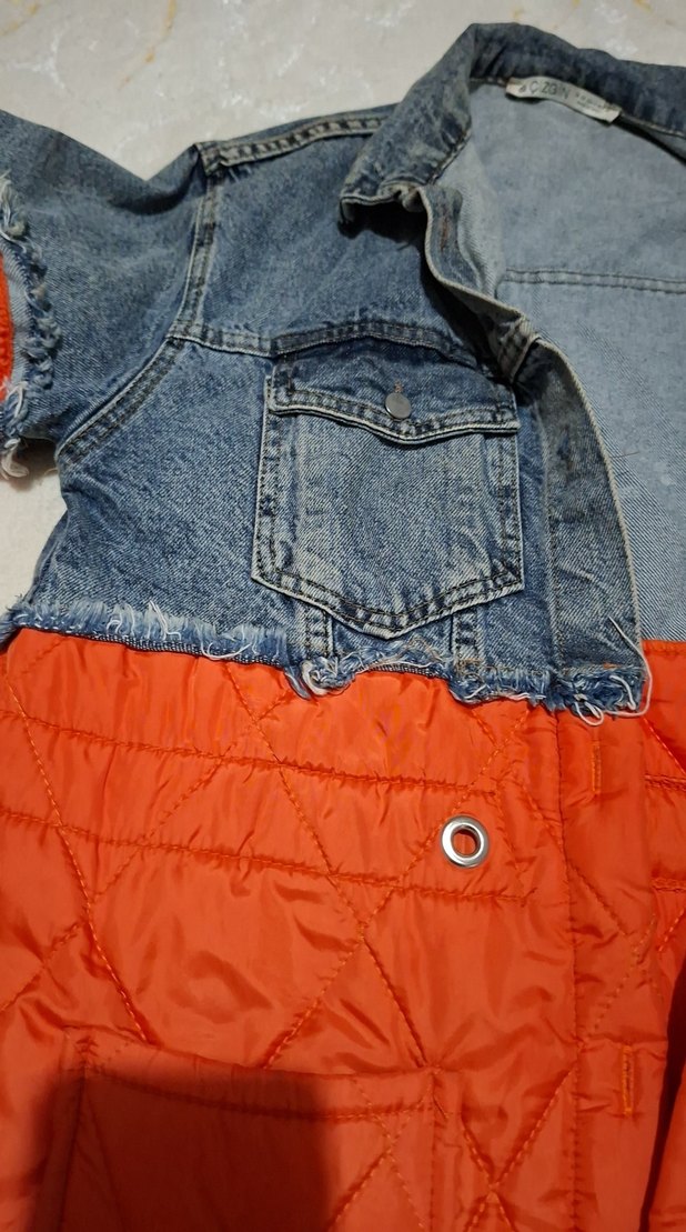 Düğmeli Çok Renkli Kadın Denim Ceket - Görsel 5