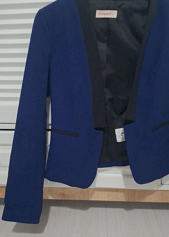 Kadın Mavi Düğmeli Blazer Ceket - Görsel 7