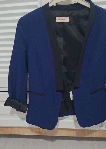 Kadın Mavi Düğmeli Blazer Ceket - Görsel 6