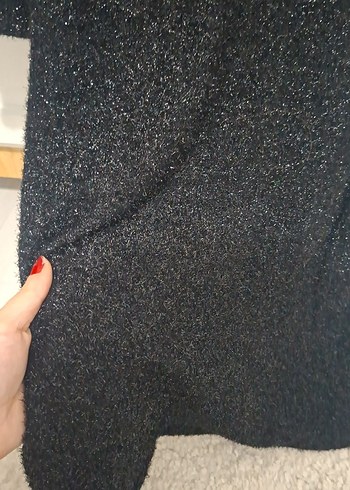 Siyah Triko Midi Elbise, Uzun Kollu, Kayık Yaka - Görsel 7