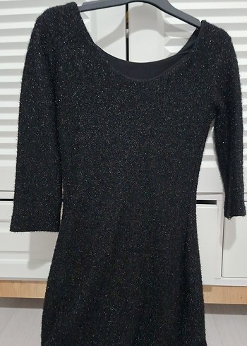 Siyah Triko Midi Elbise, Uzun Kollu, Kayık Yaka - Görsel 12