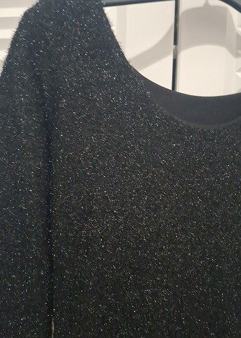 Siyah Triko Midi Elbise, Uzun Kollu, Kayık Yaka - Görsel 8