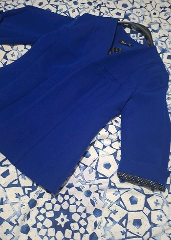 Mavi Düğmeli Ofis Blazeri - Görsel 5