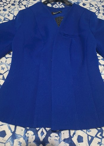 Mavi Düğmeli Ofis Blazeri - Görsel 6