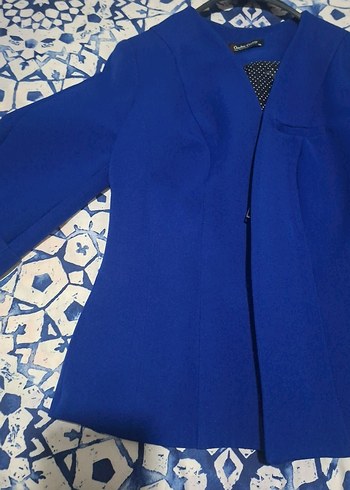 Mavi Düğmeli Ofis Blazeri - Görsel 3