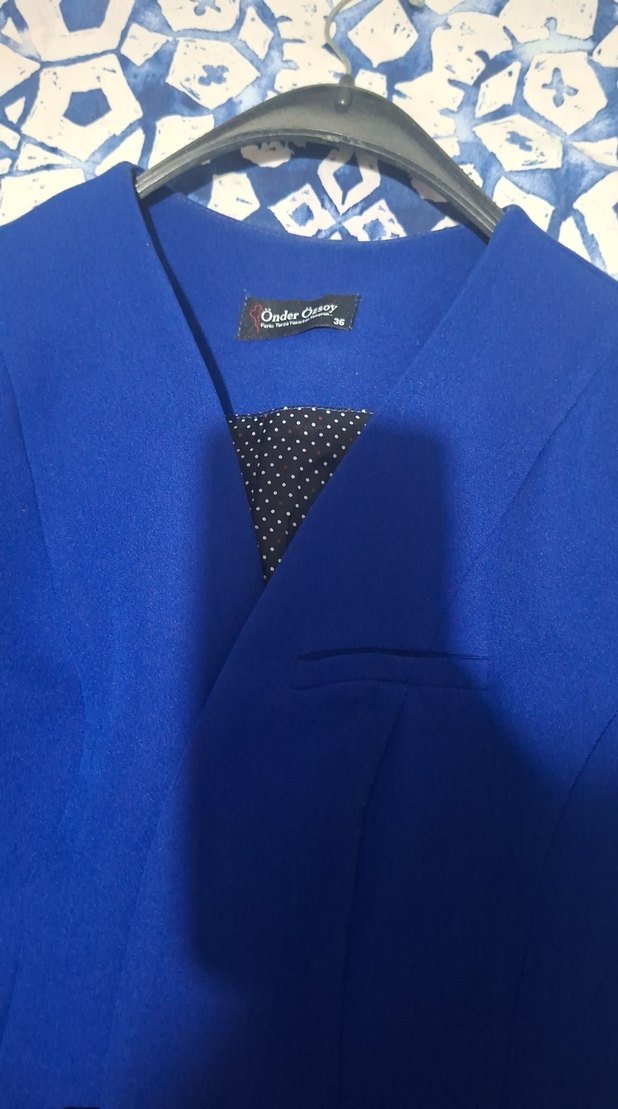 Mavi Düğmeli Ofis Blazeri - Görsel 4