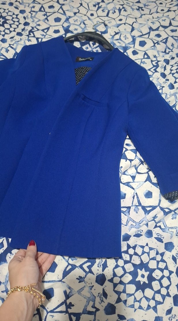 Mavi Düğmeli Ofis Blazeri - Görsel 2