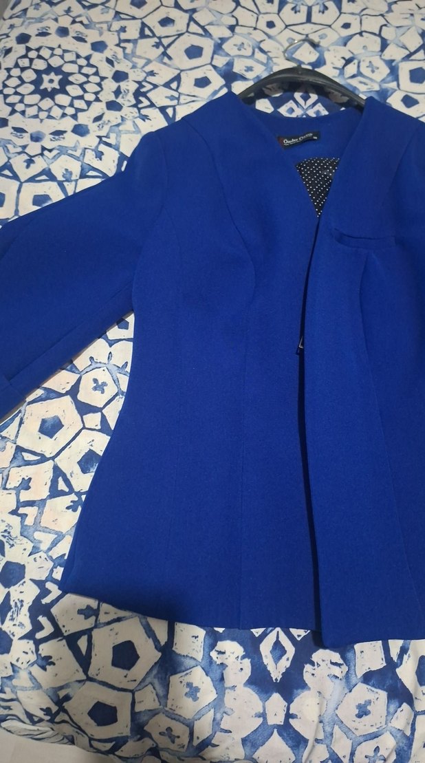 Mavi Düğmeli Ofis Blazeri - Görsel 3