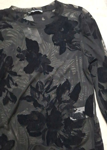 Uzun Kollu Siyah Transparan Bluz - Görsel 7