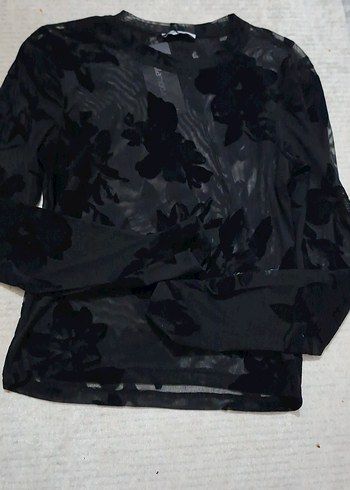 Uzun Kollu Siyah Transparan Bluz - Görsel 2