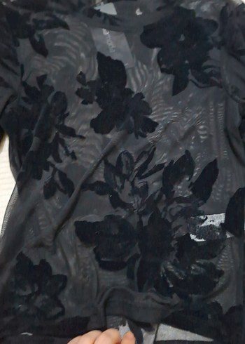 Uzun Kollu Siyah Transparan Bluz - Görsel 6