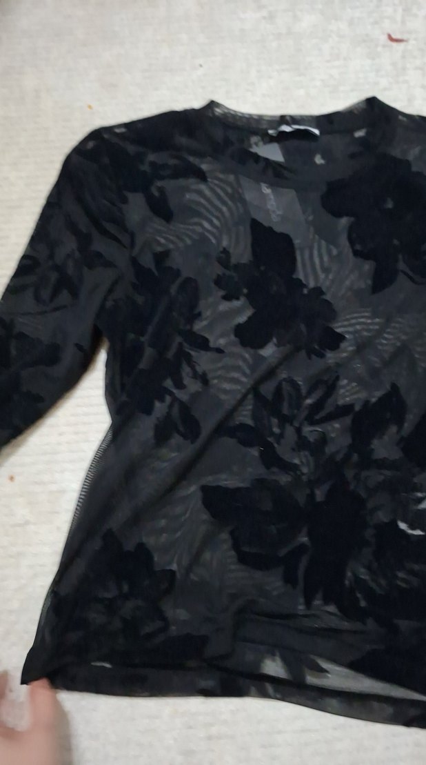 Uzun Kollu Siyah Transparan Bluz - Görsel 5