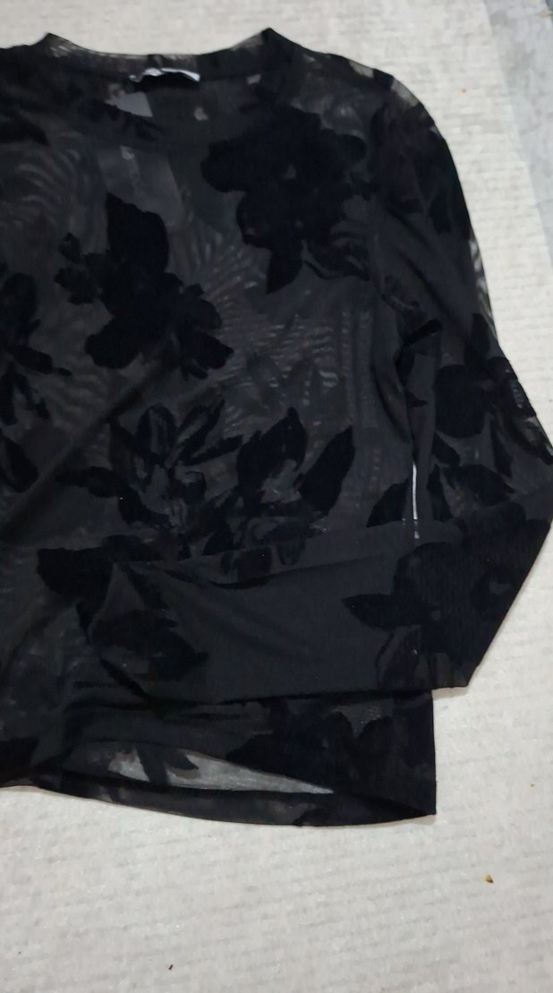 Uzun Kollu Siyah Transparan Bluz - Görsel 4